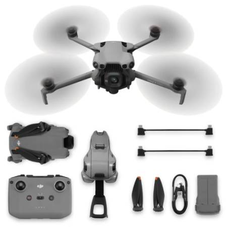 DJI Mini 5 Pro - dron, 4K/60FPS, 50MP, ActiveTrack 360°, zasięg 10 km, kontroler DJI RC-N3 - zawartość zestawu